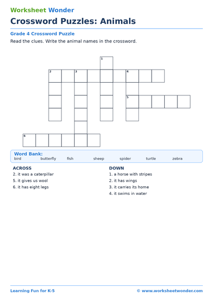 Crossword Puzzles: Animals - 10 pages